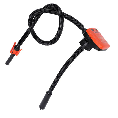Handy Cordless Fuel Transfer Pump With Built In Rechargeable Battery, flexible hose and orange switch for easy gas movement.