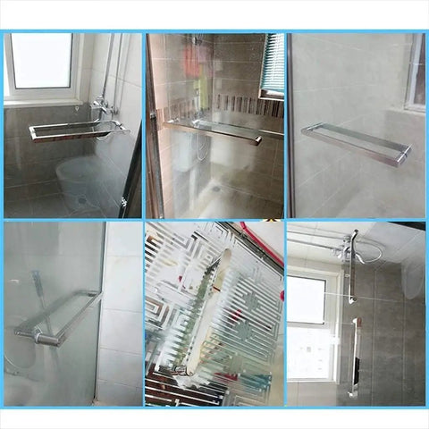 Stainless Steel Shower Door Handle Kit With Towel Bar For Glass Doors And Shower Enclosures 40 Cm Easy Install montage