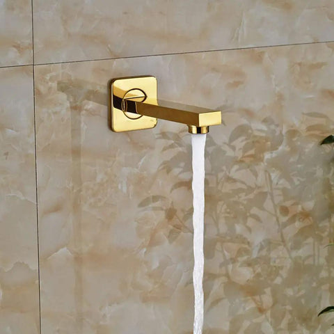 UMJIGF Luxury Led Shower System Gold Waterfall Shower Faucet Set multifunction brass bathtub faucet with flowing water.