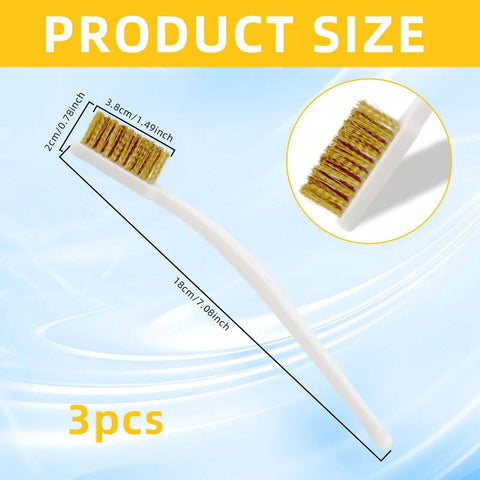 Pro Grade Three Pack Brass Wire Brush Set For 3D Printer Nozzle Cleaning, dimensions 18cm handle with brass bristles