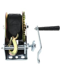 600 Lb Heavy Duty Hand Winch With 6m Rope And 2 Inch Polyester Strap, 3:1 Gear, Beefy Steel Construction, front view