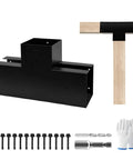 Three Way T Shaped Pergola Bracket Kit For Wood Beams 3.5 By 3.5 Inches Outdoor Gazebos Patios And Log Cabins Beefy Heavy Duty Galvanized Steel With 0.98 Inch Slot For Easy Wood Insertion 1 Pack with installation tools and gloves