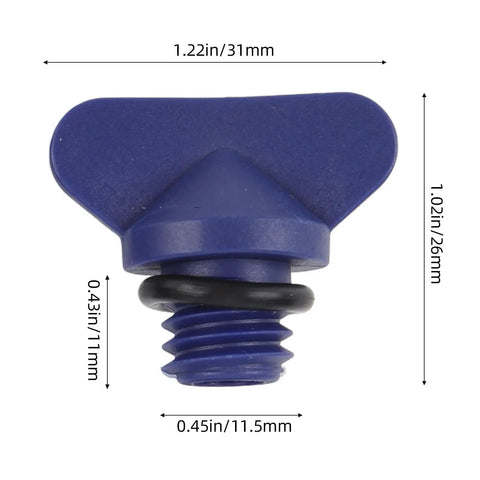 Premium 5 Pcs Engine Block Drain Plug Kit Fits Mercruiser With Exact OE Part Numbers 8M0119211 And 12-19183 Leak Proof ABS Motor Valve For Cooling System Upgrade To Keep Your Vessel Running Smooth. Blue plastic drain plug with O-ring, 31mm wide