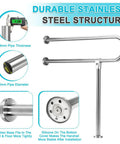 30 Inch Handicap Grab Bars For Bathroom Safety Rail Set shown with stainless steel structure and wall-to-floor mount details