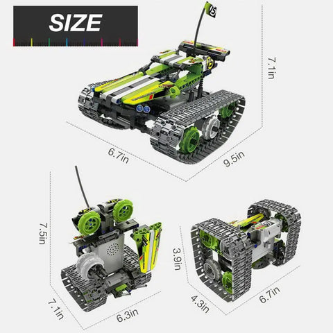 3 In 1 RC Tracked Stunt Racer Building Kit With 353 Pieces, Build Tumbling Robot And Spin Car, STEM Construction Toy For Kids Ages 8 To 12, Compatible With Orange Model, Six Total Models To Create And Play, size chart