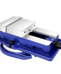 Heavy Duty Shop Ready 6 Inch Bench Vise With Seamless 360 Swivel Base and Rock Solid Clamping Force For Precision Milling Press Woodworking And Garage Setup, blue base and jaws.