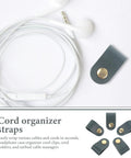 Five Piece Artificial Leather Cord Keepers To Tidy Up Speaker Guitar Mic And Computer Cables With Reliable Wire Straps Travel Cable Organizer Straight Up Tidy Setup with earphone cords and straps.