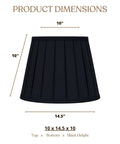 Empire English Pleat Lamp Shade in Black and Gold 11 Top 18 Bottom 12 High Silk Type Shantung Fabric dimensions diagram