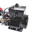 Side view of Beast Mode Heavy Duty 110V Hydraulic Power Unit for Car Lifts with steel reservoir, showing motor cables