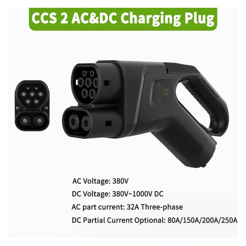 Heavy Duty Ccs2 Ev Charger Adapter Ac And Dc Combo, 32 Amp Ac And 250 Amp Dc, 3 Phase Onboard Port, 250 Kw Quick Road Ready Charging Connector.