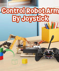 Three In One ESP32 IoT Control Smart Factory Starter Kit For DIY Education Teens 12 Plus Compatible With Arduino Scratch Online Tutorials Includes Hands On Smart Robotic Arm Project Smart Production Line And Smart Warehouse Modules, robot arm with joystick