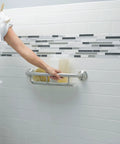 30 Inch Flip Up Grab Bar With Storage Shelf For Bathtub And Shower Stainless Steel Safety Rail For Elderly Help Space Saving Design Easy Secure Mount Supports Up To 250 Lbs installed on tiled wall