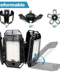 Two Pack LED Garage Light With Six Plus One Deformable Panels 160W 16000LM 6500K Cool White Ceiling Light Panels Angled