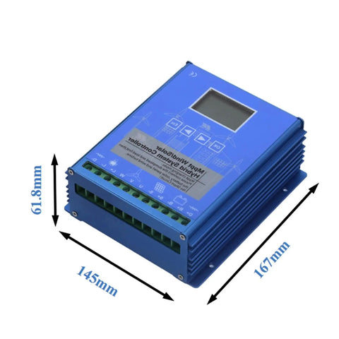 8000W Vertical Axis Wind Turbine Generator With Hybrid Charge Controller for 12V 24V and 48V batteries, blue unit dimensions.