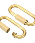 Heavy Hitting 4mm Copper Chain Quick Links, 2 Pack Screw Locking Connectors And Oval Snap Rings Built Tough As Nails To Carry 44 Lbs For Backpacks Tents And Chandeliers, Killer Brass Tone Hardware - two brass oval snap rings with threaded gates.