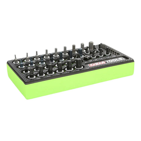 44 Piece Torx Socket Set For Auto Work With 1/4 And 3/8 Inch Drives, EVA tray in high-visibility green foam for easy organization.