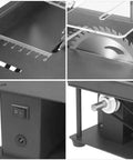 Badass Compact Mini Table Saw Featuring 200 Watt Motor For Smooth Hardwood And Acrylic Cutting Hella Precise Portable Bench Saw showing measuring scale and blade details