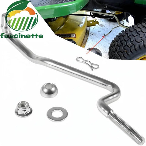 Front Draft Arm Kit For Mower Deck Lift Linkage Beefed Up Heavy Duty Replacement With Easy Install For Quick Fix Compatible With John Deere 102 115 125 155C D155 E180 L100 L110 L120 L130 LA135 LA175 L2548 G110 X105 X166, silver steel rod with hardware
