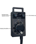 Solid Electronic Handwheel Remote Pulse Generator Mpg Controller For Machine Tools That Lets You Roll With Precision And Keep Things Running Smooth Without Any Lag Or Hiccups On The Factory Floor Today. black handheld CNC controller with rotary encoder and axis switch