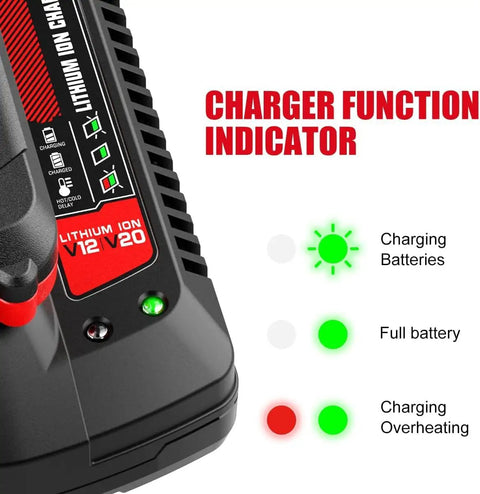 V20 Battery Charger Replacement for Craftsman 20V Max Li Ion Batteries indicator lights showing charge status