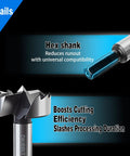 3.5 Inch Forstner Drill Bits For Hardwoods Plywood And Plastic Featuring Razor Sharp Serrated Teeth with hex shank for precision cuts.