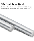One Eighth Inch Stainless Steel Rod Eight Inch Solid Round Shaft For DIY Projects And Metalworking Hobbies, 304 Stainless Steel, Rust Resistant And Strong, Smooth Finish, Great For Crafting And Pro Builds, Five Pack Mellewell, showing two rods on a white background.