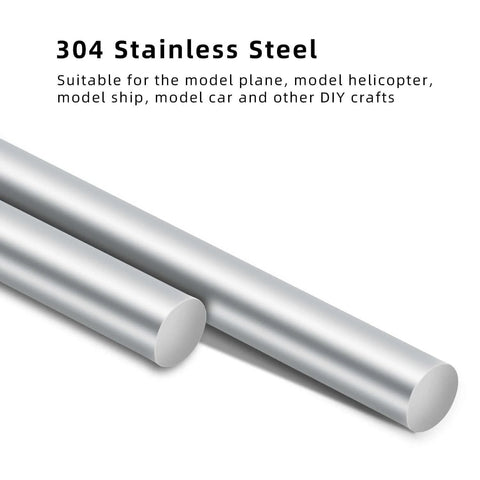 One Eighth Inch Stainless Steel Rod Eight Inch Solid Round Shaft For DIY Projects And Metalworking Hobbies, 304 Stainless Steel, Rust Resistant And Strong, Smooth Finish, Great For Crafting And Pro Builds, Five Pack Mellewell, showing two rods on a white background.