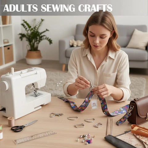 Heavy Duty One Inch Swivel Snap Hooks For Keys And Gear Sixty Pack Dang Solid Steel Clips used by a woman in sewing crafts.