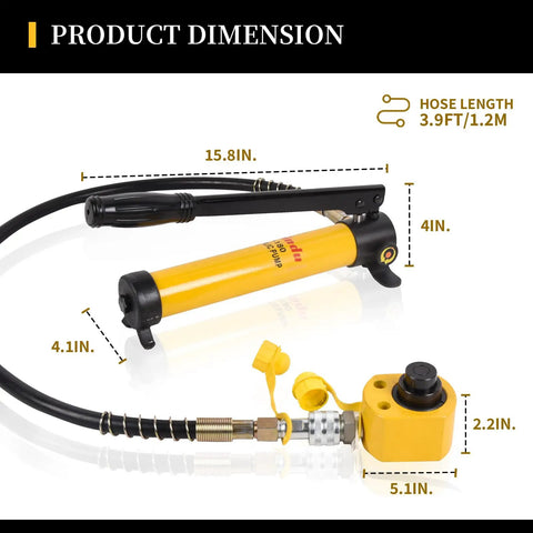 Heavy Duty 10 Ton Hydraulic Porta Power Kit With 400cc Hand Pump And Multi Stage Cylinder To Straighten Parts Press Bushings And Always Nail Any Shop Task