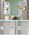 Stainless Steel Ball Catch for Top Of Door And Closet Doors Recessed Install Adjustable Spring Heavy Duty Latch Hardware viewed as installed showing narrow and wide door gaps.