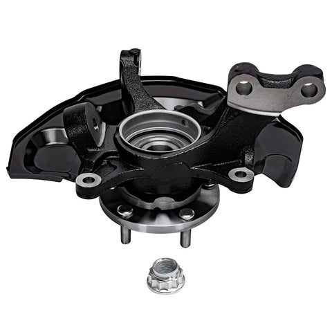 Front view of a front steering knuckles kit with wheel hub bearings for Toyota Camry 2007 2008 2009 2.4L replacement ready to install