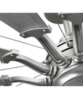 Close-up of Chic Slick Farmhouse Ceiling Fan With A Tough Antique Nickel Finish showing twelve windmill blades and structure.
