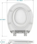 Round Toilet Seat With Built In Toddler Seat For Potty Training Fits Adults And Kids Slow Close Quiet Lid With Magnets Easy Install Durable Comfort For Family Bathrooms, top view showing dimensions.