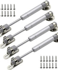 Top Shelf Kitchen Cabinet Door Gas Struts Featuring Buttery Smooth Pneumatic Lift Support For Wood Furniture Hardware set of four gas struts with screws.