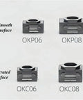 Heavy Duty 2pc Precision Vise Clamps Made From Rock Solid Stainless Steel For CNC Multi-Station Batch Processing with smooth and serrated surfaces.