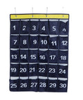 Slick Heavy Duty 30 Pocket Wall Hanging Storage Bag Oxford Cloth Organizer navy blue fabric for phones, chargers, and keys.
