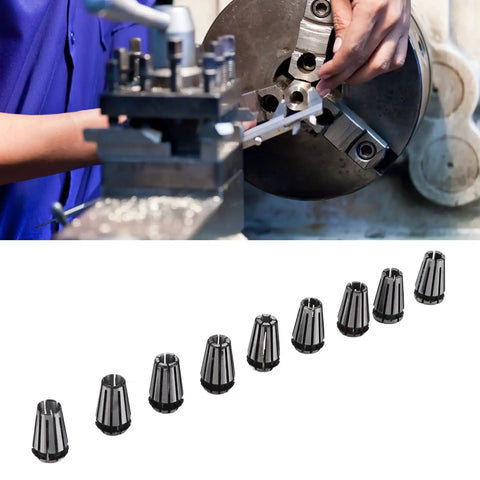 ER8 Collet Set 9Pcs Spring Collets High Precision For CNC Milling Engraving Machines And Lathes Workholding Tooling Kit in use and display