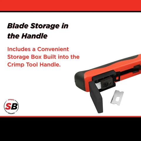 ProSeries All-In-One RJ45 Ethernet Crimping Tool Workhorse showing blade storage in handle with pre-calibrated blade