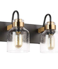 Two Light Bathroom Vanity Lighting Fixture Black And Brushed Gold Farmhouse Style Over Mirror Wall Sconces With Bubble Glass Globes Oil Brushed Bronze Accent Easy Install Durable
