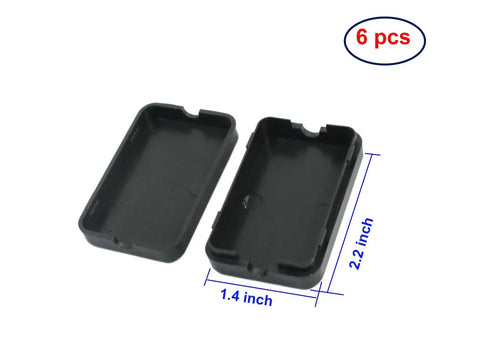 Killer Waterproof Electrical Junction Boxes For Projects Heavy Duty Abs Plastic Cases With Snug Fit Lids Drop Proof Wiring Enclosures Built Tough Black 6 Pack, two black ABS cases, sizes 1.4x2.2 inches.