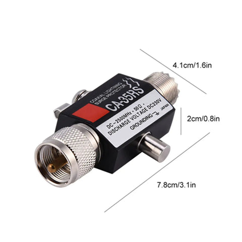 UHF Coaxial Lightning Arrester With Male To Female Connector Surge Protector For Coax Systems 0 To 2500 MHz CA 35RS, size details