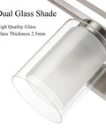 Lit 4 Light Vanity Light With Dual Glass Shades In Brushed Nickel Hardwired Wall Mount Indoor Modern Bath And Kitchen Fixture