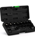 Shallow Magnetic Impact Socket Set For Three Eighths Inch Drive, 16 Piece, Metric 7mm To 19mm, 6 Point CRMO Steel in case