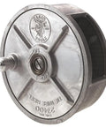 Tie Wire Reel for 12 to 18 Gauge Wire, Lightweight Aluminum Construction, Made in USA, side view showing large rewind knob