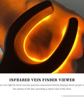 Hand demonstrating Portable Vein Finder With Infrared Light USB Rechargeable Transilluminator for vein visualization showing glowing veins