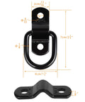 Beefy Heavy Duty D Ring Tie Down Anchors And Hooks For Trailer, Truck Bed, Camper And Pickup - Surface Mount, 2400-Pound Capacity, dimensions shown