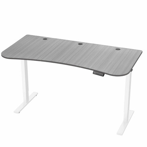 Upgrade Your Workspace With This Slick Dark Gray Standing Desk Measuring Sixty-Three By Thirty-Two Inches. Adjustable height desk with three-piece surface.