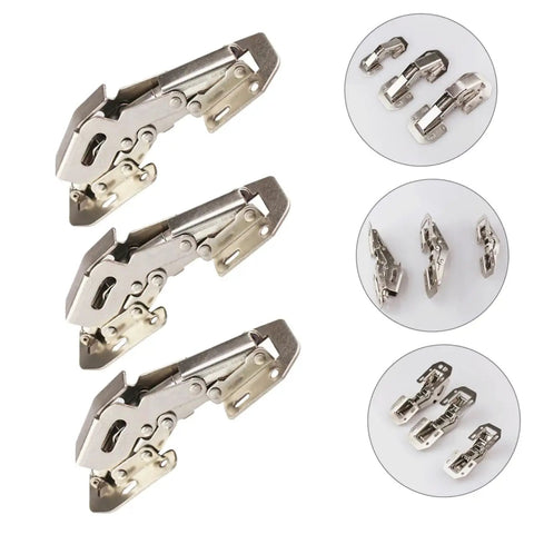Soft Close Cabinet Door Hinges 4 Inch Stainless Steel Concealed Damping Hardware for Kitchen Cabinets and Closets Rust Resistant Self Closing Hinges with Quiet Close 4 Pack - side and group view.