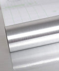 Removable Peel And Stick Silver Stainless Steel Look Contact Paper For Metal Surfaces Waterproof And Rust Resistant Easy Install 15.74 By 118.11 Inches, roll close-up