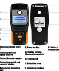 Top Rated 4 In 1 Stud Finder Wall Scanner features detection buttons and LCD screen for finding beams, wires, and joists.